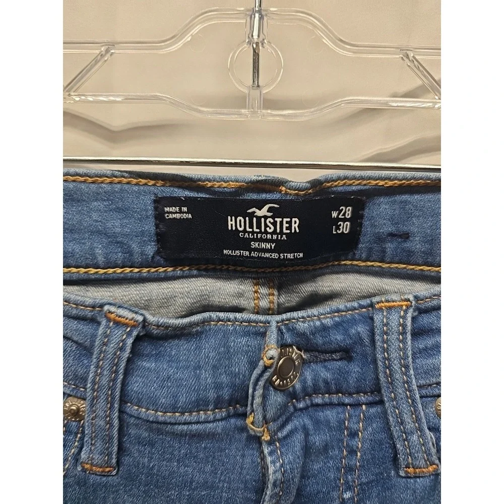 Hollister Mens Blue Skinny Fit Stretch Factory Denim Jeans Low Rise Size 29 X 30 - Picture 8 of 16